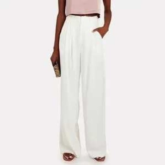 NWOT NONCHALANT LABEL Fabi Wide Leg Pleated Trousers White High Rise Pants 26x31 - Picture 2 of 16